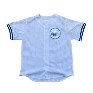 Vintage 90s Majestic Dodgers Button Up Jersey MLB Size LARGE